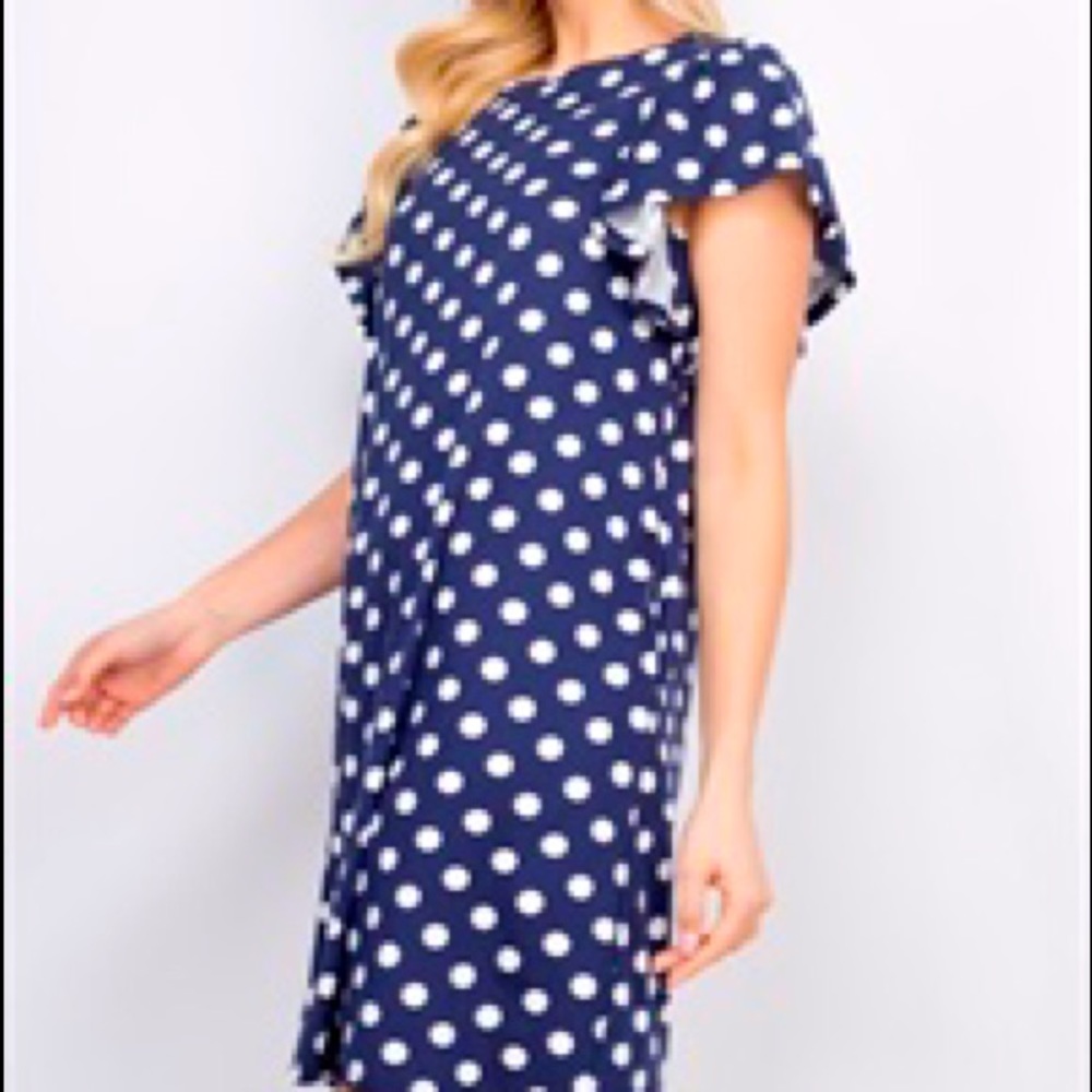 Navy + White Polka Dot Dress